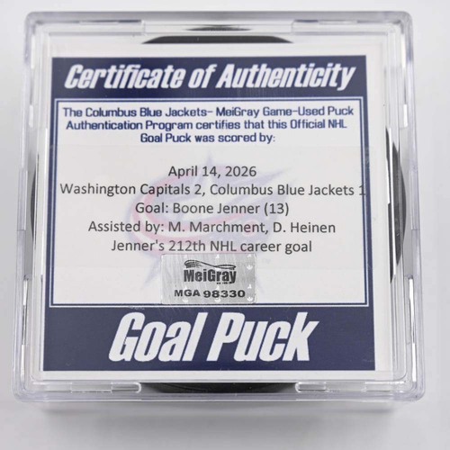 Image of Jenner, Boone - Columbus Blue Jackets - April 14, 2026 vs. Washington Capitals (Blue Jackets' 25th Anniversary Logo)