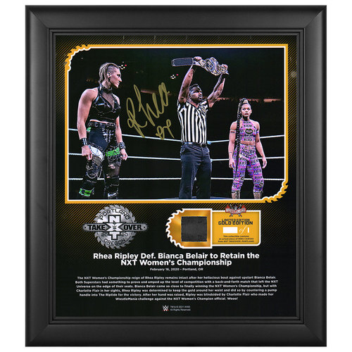 Rhea Ripley SIGNED NXT TakeOver: Portland WrestleMania Gold Edition Plaque (#1 of 1)