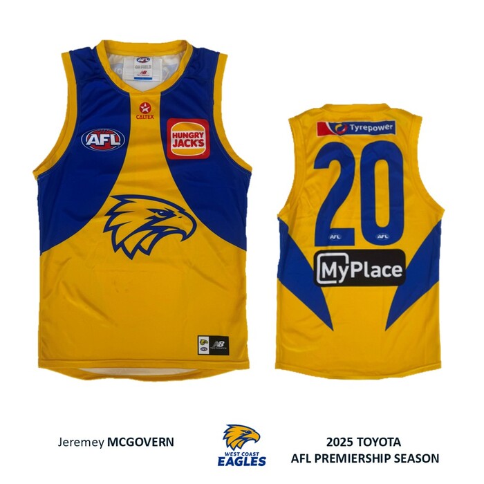 Photo of Jeremy McGovern #20 West Coast Eagles 2025 Clash Guernsey