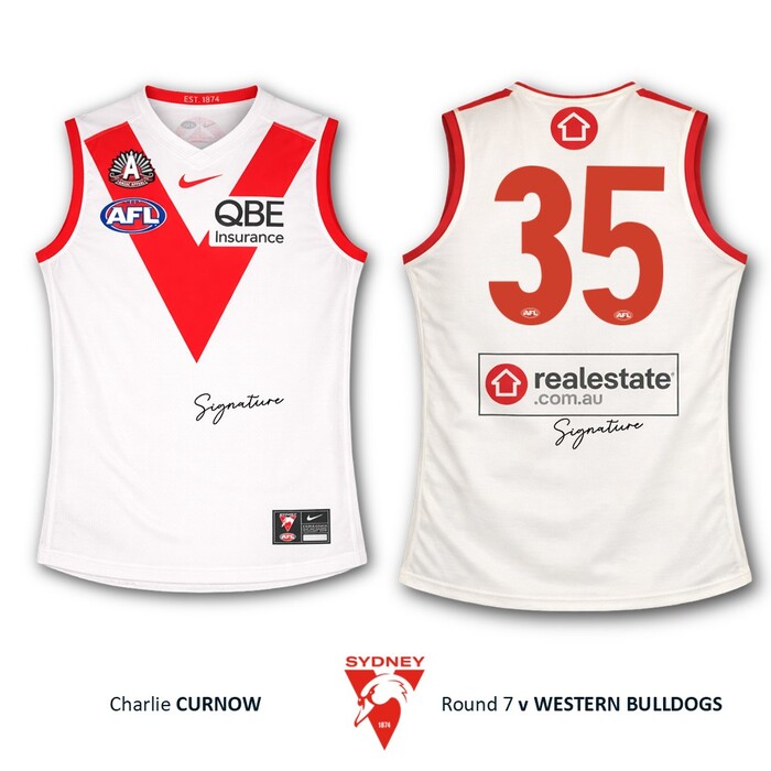Photo of Charlie Curnow #35 Sydney Swans 2026 ANZAC Appeal Round Match-Worn Guernsey