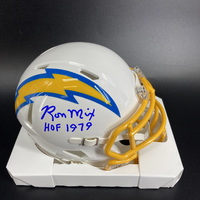 HOF - Chargers Ron Mix Signed Mini Helmet with HOF 79 Inscription