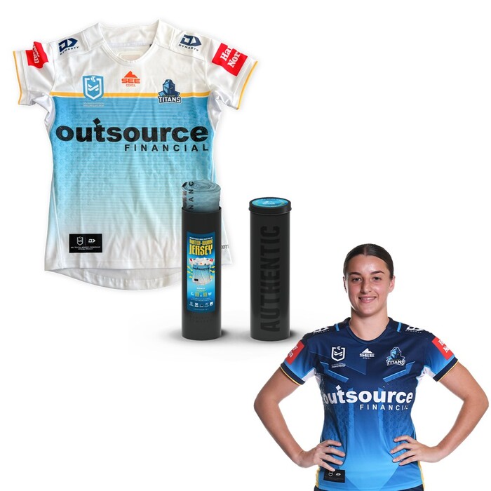 Photo of Lily Patston Gold Coast Titans Assistance Dogs Australia Jersey