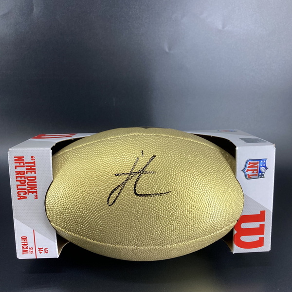 NFL - Jets Jordan Travis Signed Gold Composite Football