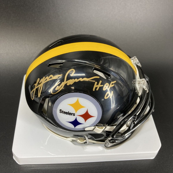 HOF - Steelers Lynn Swann Signed Mini Helmet with "HOF 01" Ins...