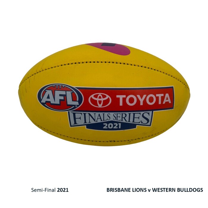 Photo of 2021 Brisbane Lions v Western Bulldogs Semi-Final Match-Used Ball