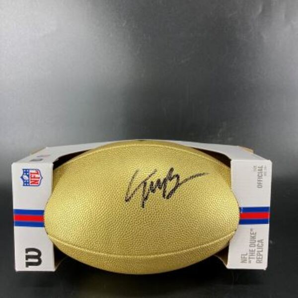 NFL - Cardinals Trey McBride Signed Gold Composite Football