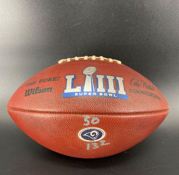 Super Bowl LIII Game Used Football Rams Offense/Patriots Defense (Brady'...