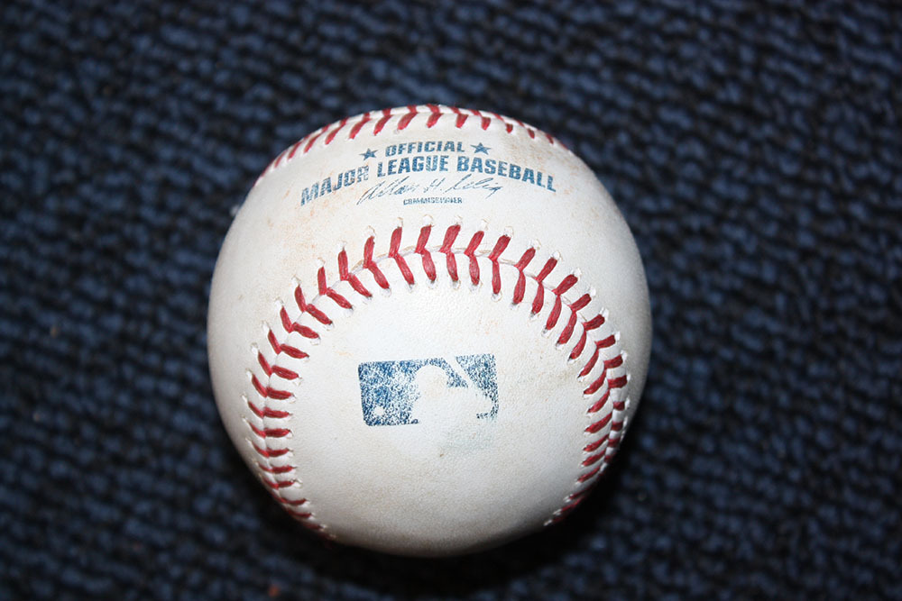 Rays Charity Auction GameUsed Baseball Chase Headley Single Off Joel