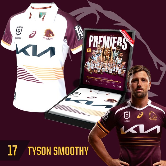 Tyson Smoothy #17 Brisbane Broncos 2025 Player-Issue Grand Final Jersey