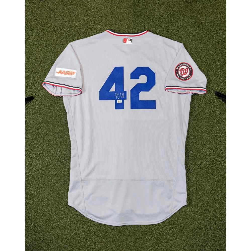 PJ Poulin Game-Used and Autographed Jackie Robinson Day Jersey