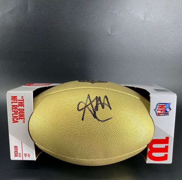 NFL - Colts Adonai Mitchell Signed Gold Composite Football