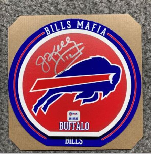 HOF - Bills Jim Kelly Signed 3D Metal Wall Art (8x8)