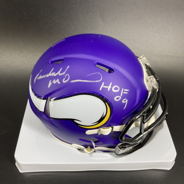 HOF - Vikings Randall McDaniel Signed Mini Helmet with HOF 09 Inscription