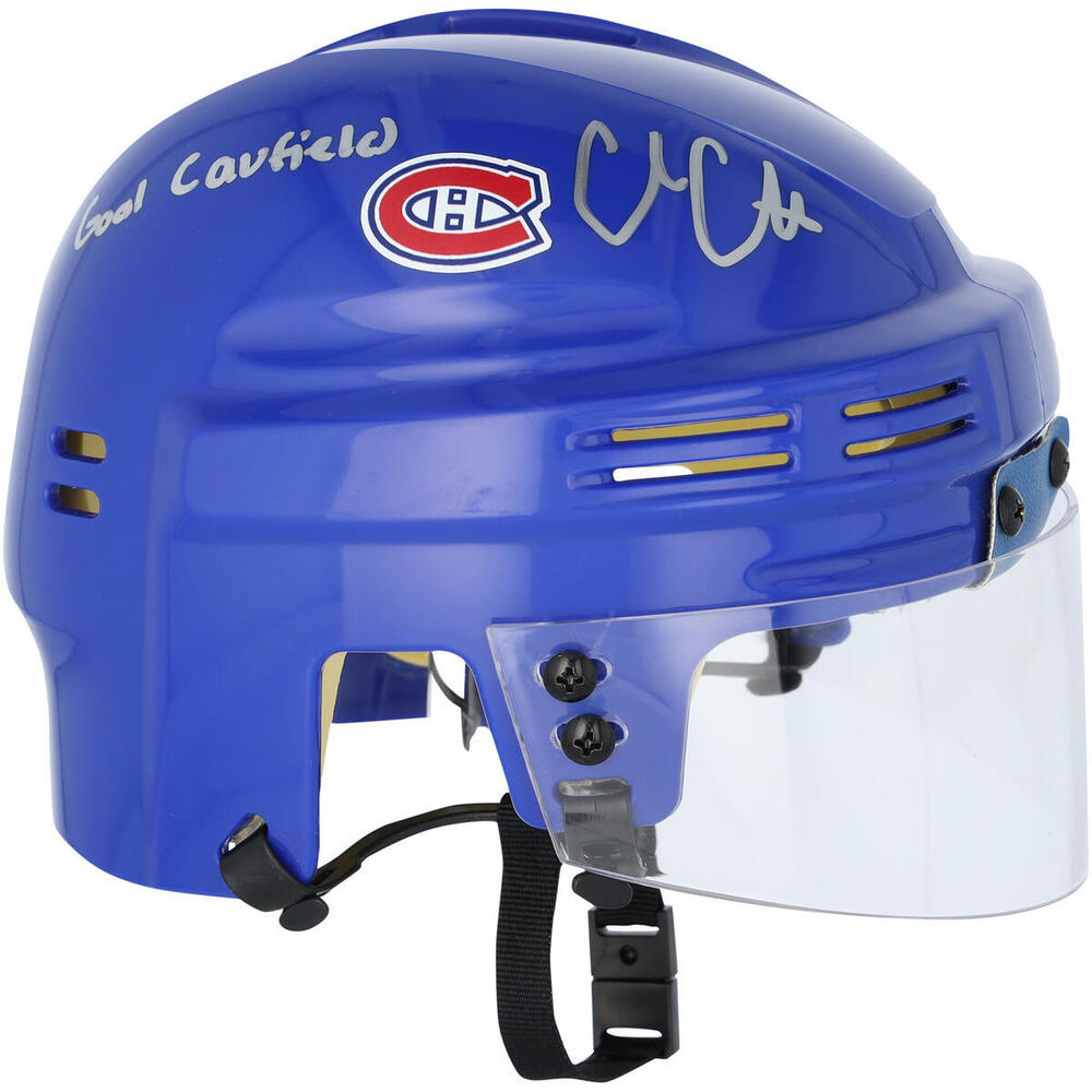 Cole Caufield Montreal Canadiens Autographed Blue Mini Helmet with 
