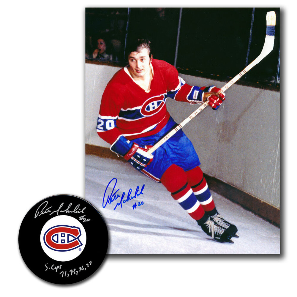 Pete Mahovlich Autographed Montreal Canadiens Hockey Puck & 8x10 Photo Combo