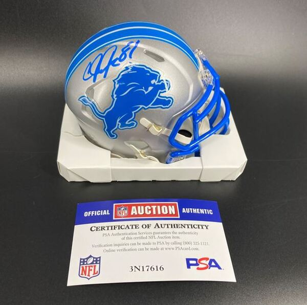 HOF - Lions Calvin Johnson Signed Mini Helmet