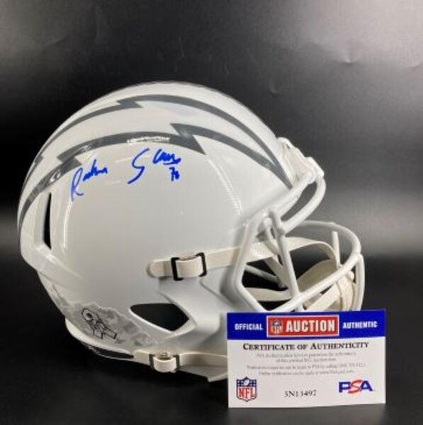 NFL - Chargers Rashawn Slater Signed STS Replica Speed Helmet