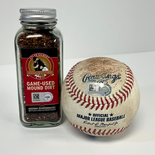 Tyler Gilbert's No Hitter Game-Used Baseball and Game-Used Mound Dirt