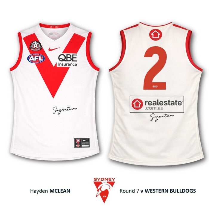 Photo of Hayden McLean #2 Sydney Swans 2026 ANZAC Appeal Round Guernsey