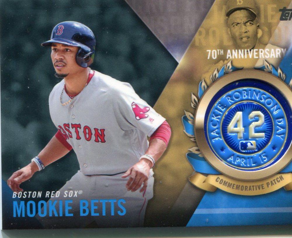 2017 Topps Jackie Robinson Logo Patches #JRPCMBE Mookie Betts