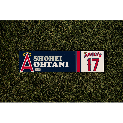Shohei Ohtani Game Used 70's Throwback Weekend Locker Tag Used 7/30/21 & 7/31/21 vs. OAK