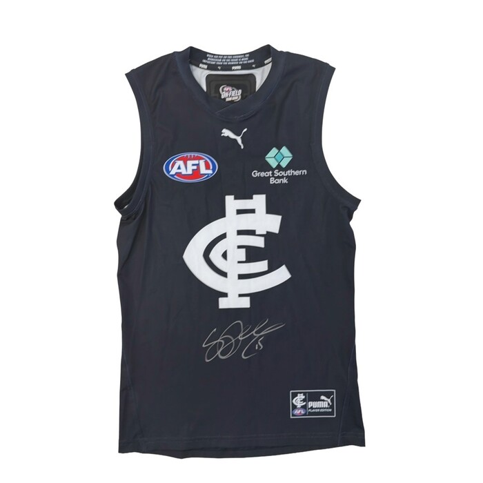 Photo of Sam Docherty #15 Carlton 2023 Away Guernsey