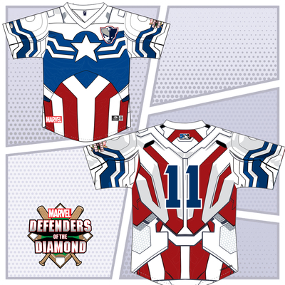 #11 Will Warren, Pitcher Game-Worn Marvel Defenders of the Diamond Jersey, Size 46 (Lg)