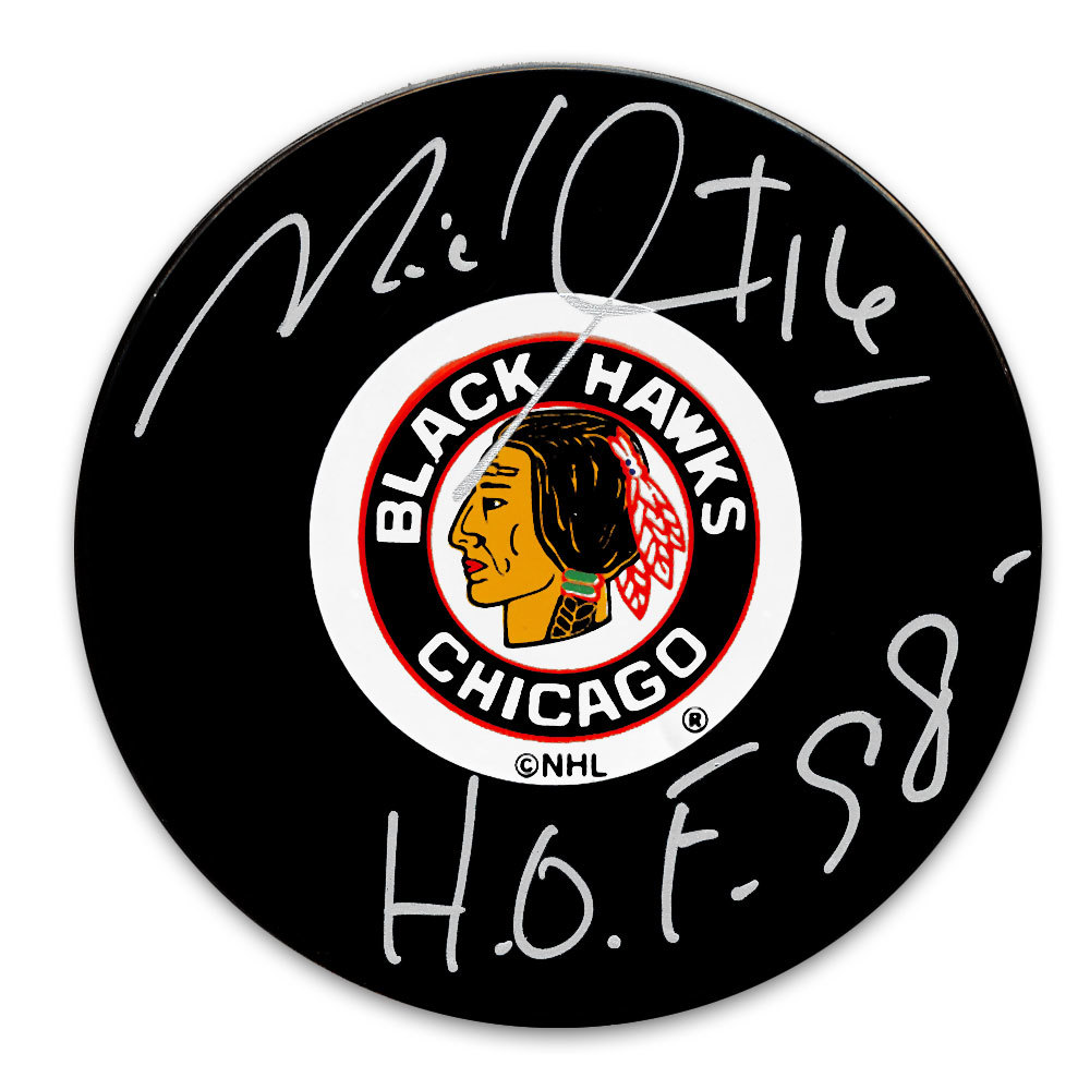 Michel Goulet Chicago Blackhawks HOF Autographed Puck