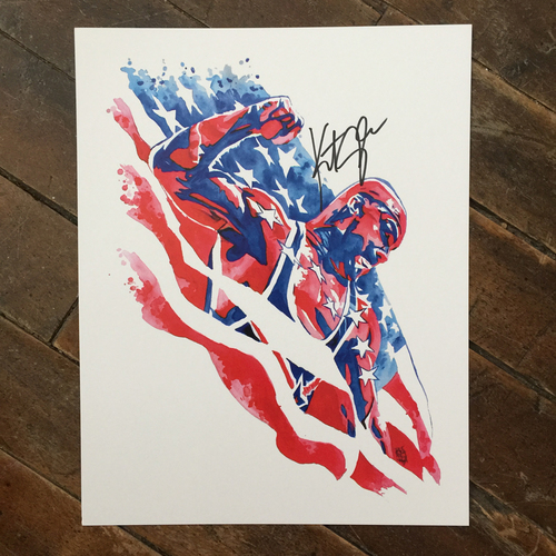 Kurt Angle SIGNED 11 x 14 Rob Schamberger Print