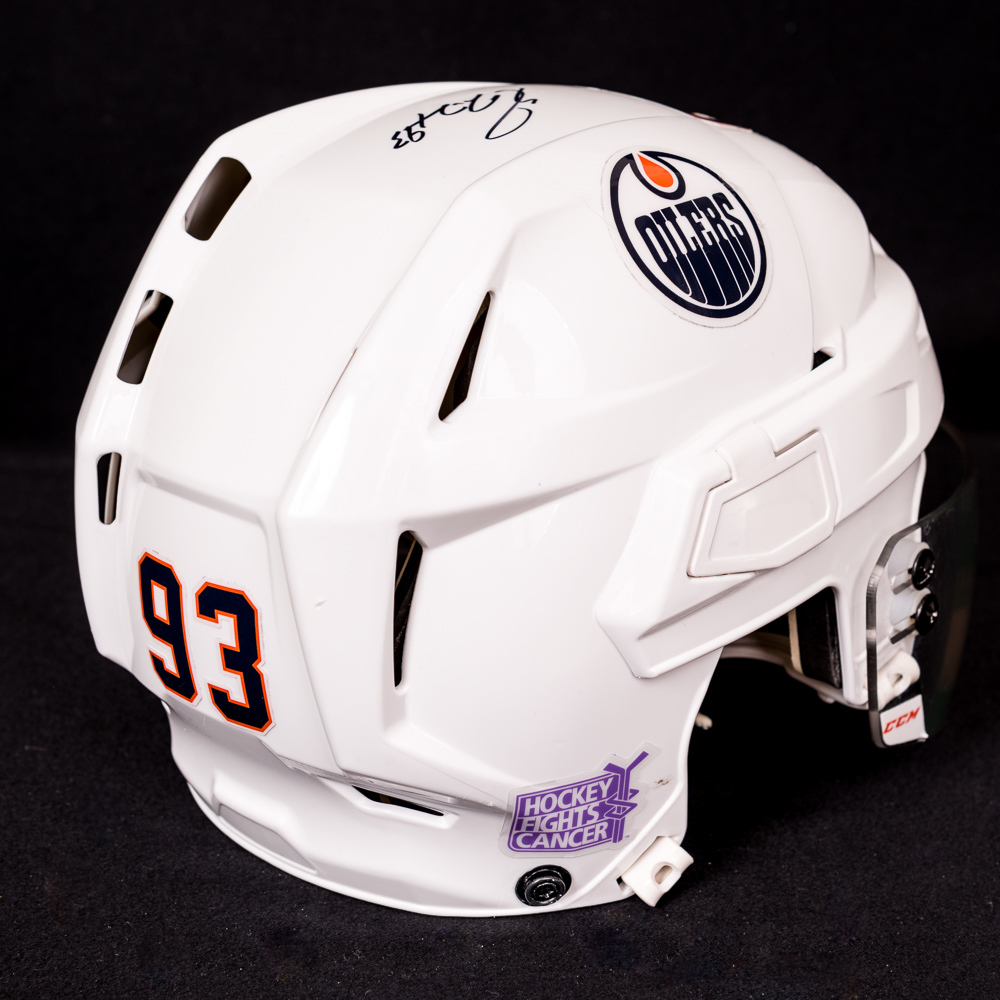 Ryan NugentHopkins 93 201819 Edmonton Oilers GameWorn White CCM
