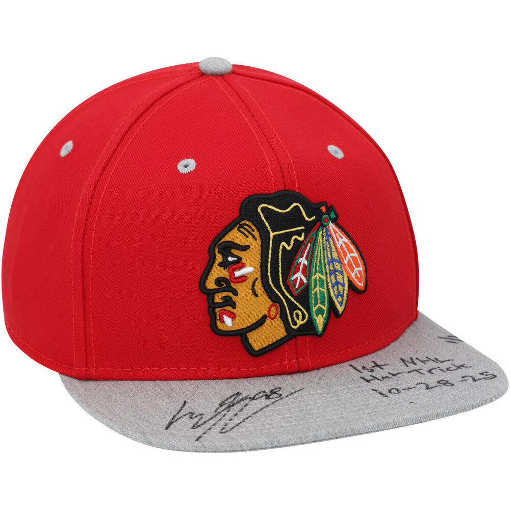 Connor Bedard Chicago Blackhawks Autographed Red Flex Cap with 