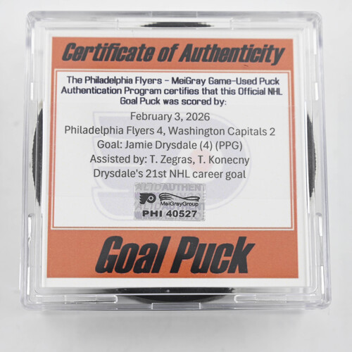Image of Drysdale, Jamie - Philadelphia Flyers - February 3, 2026 vs. Washington Capitals (Flyers Logo)