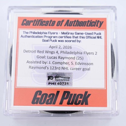 Image of Raymond, Lucas - Detroit Red Wings - April 2, 2026 at Philadelphia Flyers (Flyers Logo)