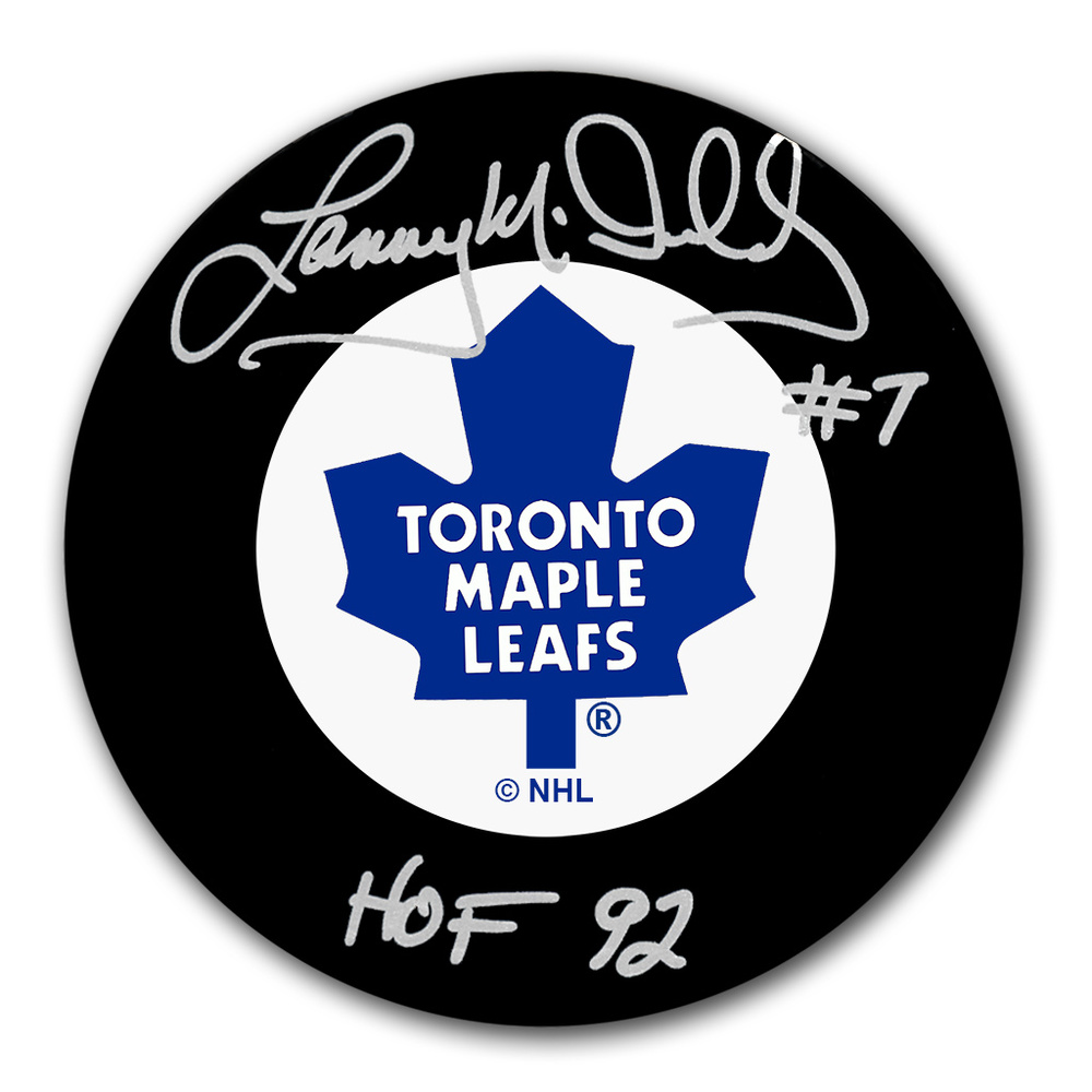 Lanny McDonald Autographed Toronto Maple Leafs Hockey Puck - HOF 1992