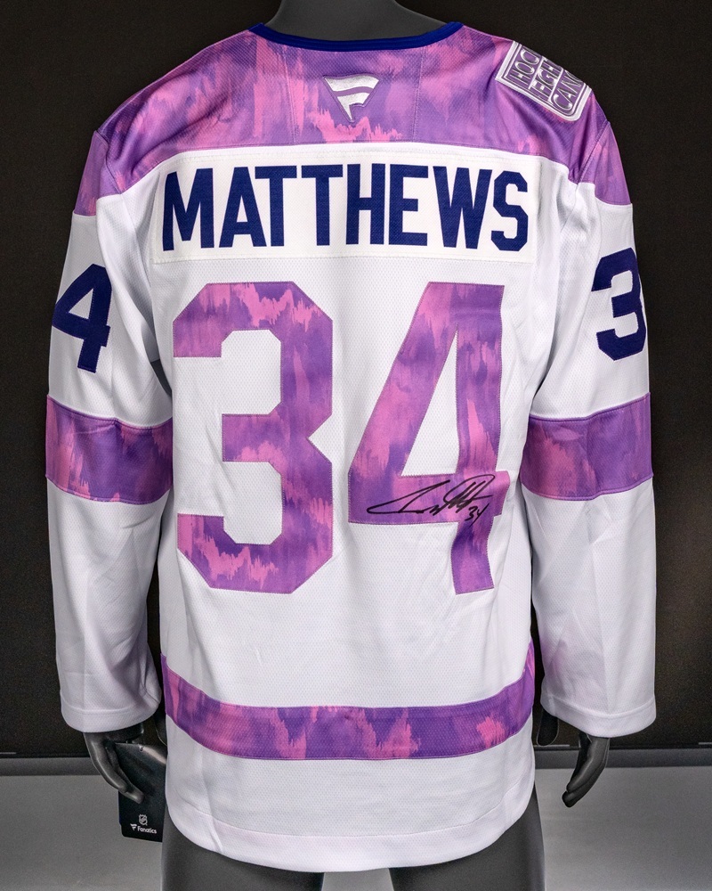Auston Matthews Autographed Hockey Fights Cancer Jersey - Toronto Maple Leafs