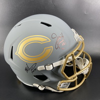 HOF - Bears Multi Signed Replica Slate Speed Helmet Signed by Mike Singl...