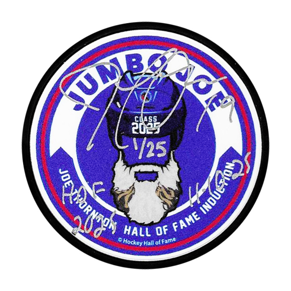 Joe Thornton Autographed Commemorative Hockey Hall of Fame Induction Limited-Edition Puck - #1/25