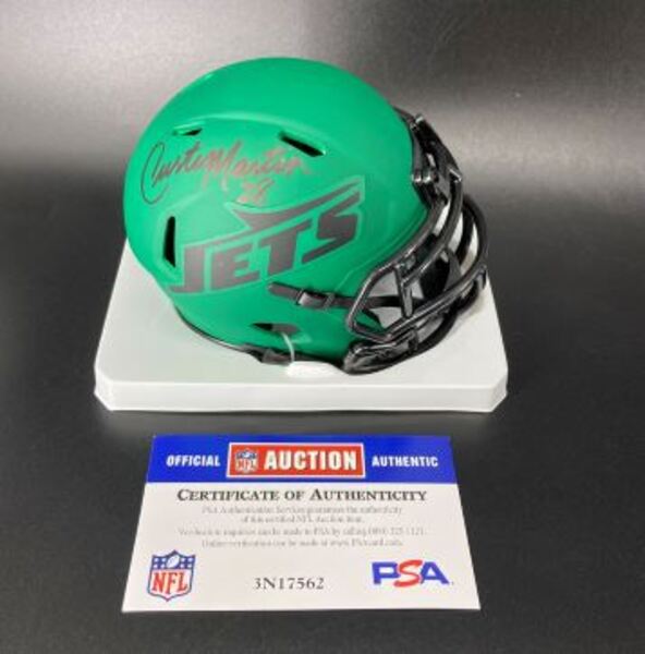 HOF - Jets Curtis Martin Signed Mini Helmet