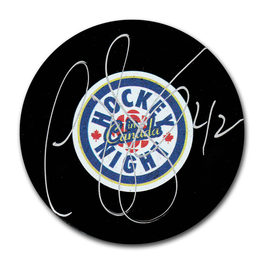 P.J. Stock Autographed Hockey Night in Canada Puck