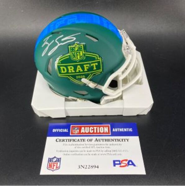 NFL - Rams Ty Simpson Signed NFL Draft Mini Helmet