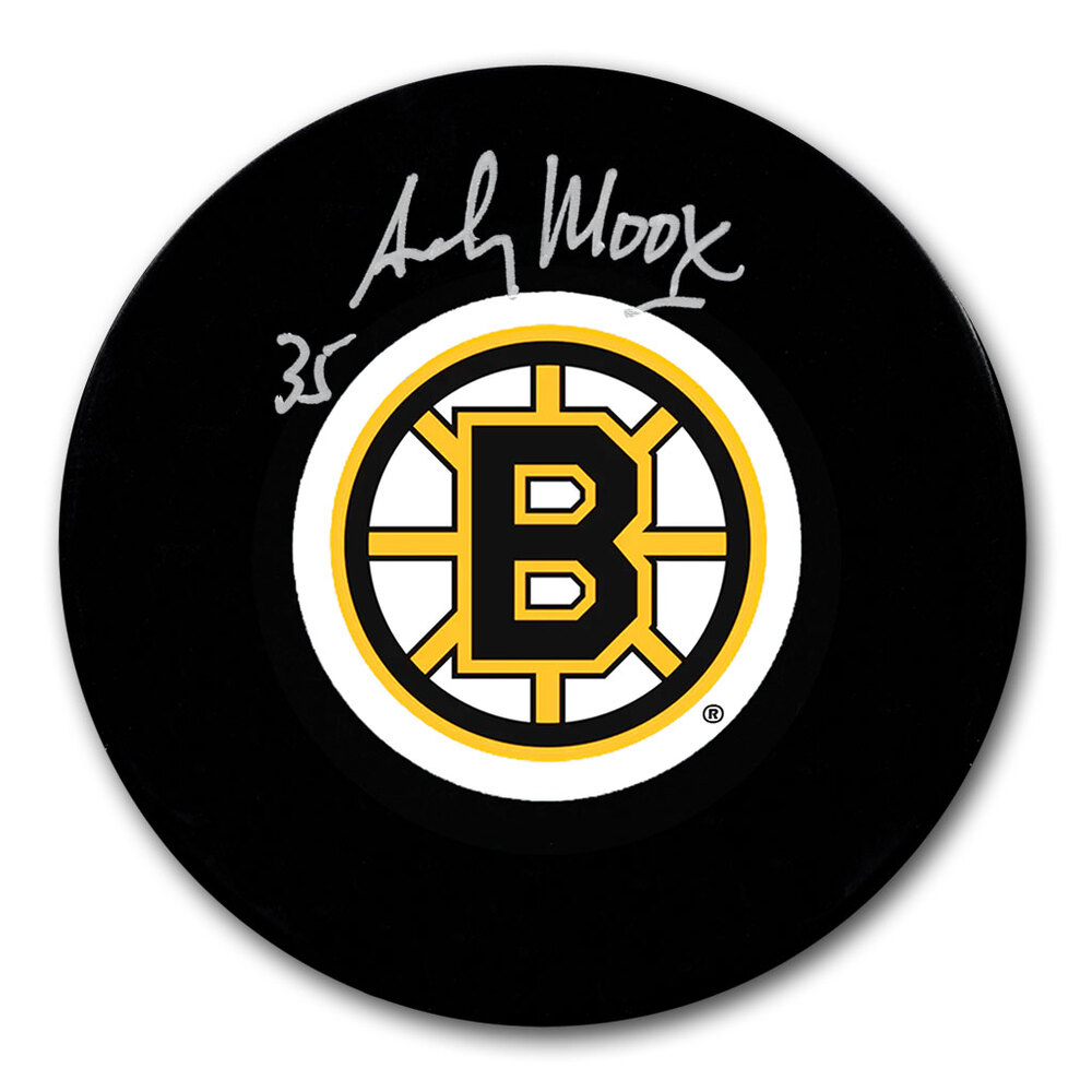 Andy Moog Autographed Boston Bruins Hockey Puck