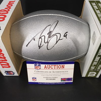 NFL - Saints Drew Brees Signed Silver 100 Seasons Commemorative Football