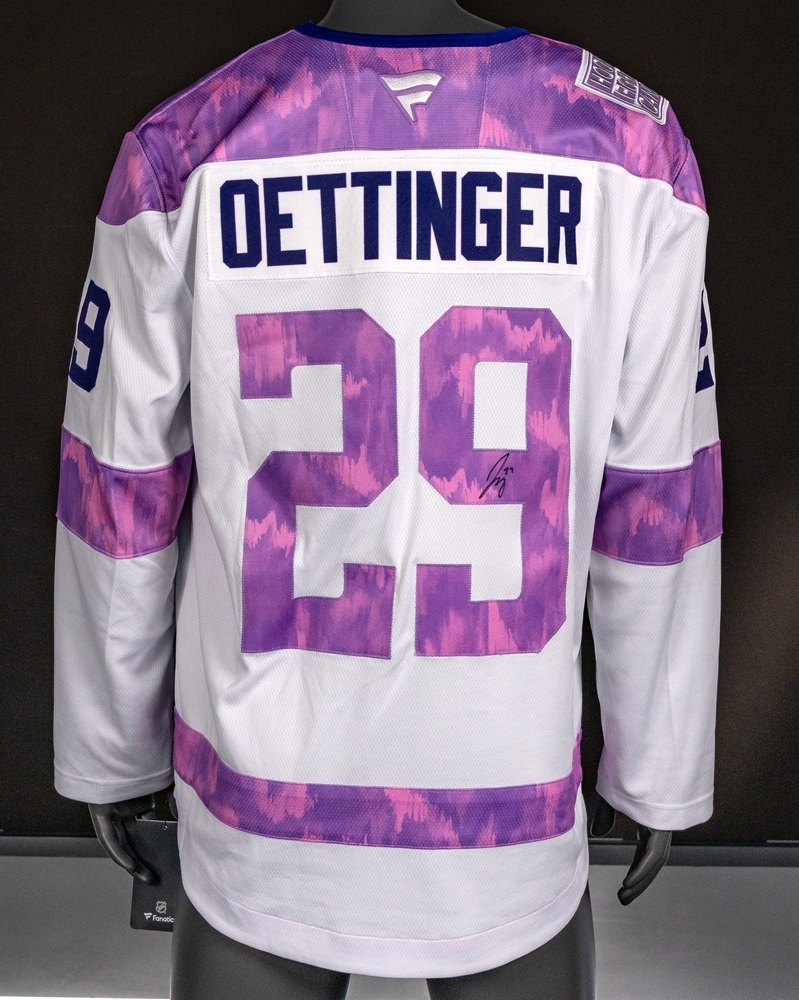Jake Oettinger Autographed Hockey Fights Cancer Jersey - Dallas Stars