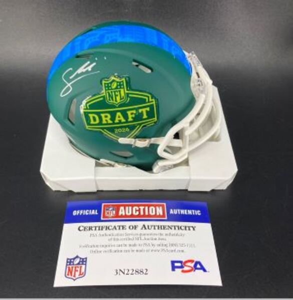 NFL - Giants Francis Mauigoa Signed NFL Draft Mini Helmet