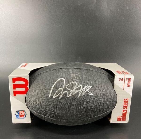 Lions - David Montgomery Signed Black Football with Metallic Lions Logo