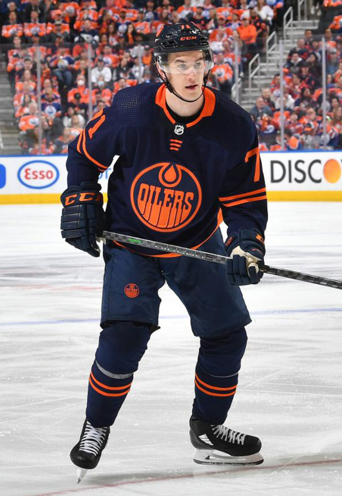 Ryan McLeod 71 202122 Edmonton Oilers GameWorn Navy Blue Set 2 Jersey NHL Auctions