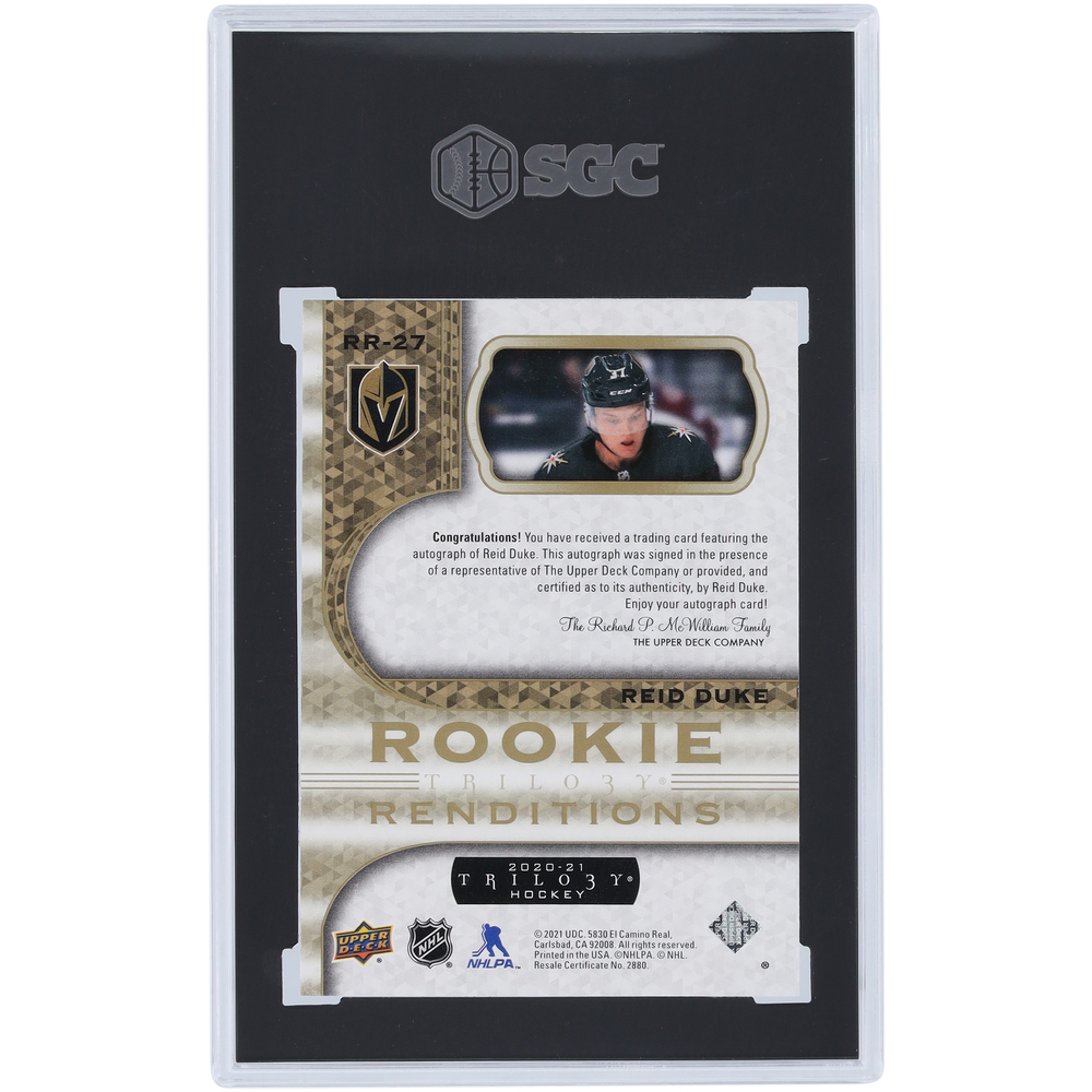 Reid Duke Vegas Golden Knights Autographed 2020-21 Upper Deck Trilogy ...