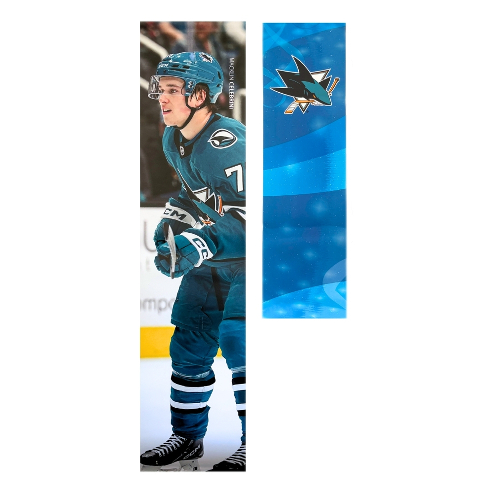 Macklin Celebrini San Jose Sharks Hockey Hall of Fame Exhibit Banner + Team Banner