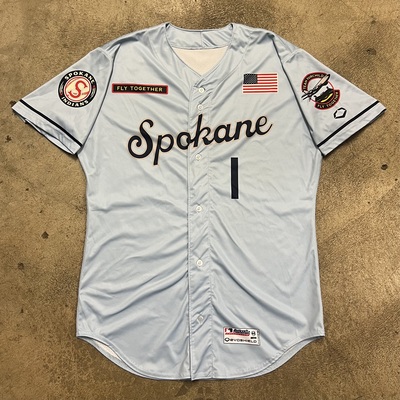 #38 Blaine Beatty (Pitching Coach) (Size 2XL) Game Used & Autographed Spokane Indians Operation Fly Together Jersey