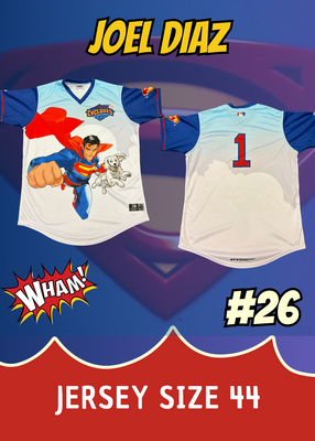 #26 Joel Diaz Game Used Superman Jersey (Size 44)